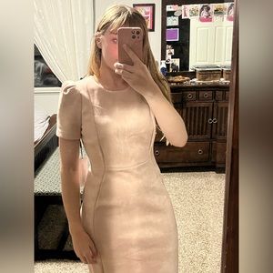 CALVIN KLEIN Womens Pink Scuba-suede Short Sleeve Short Sheath Dress 8